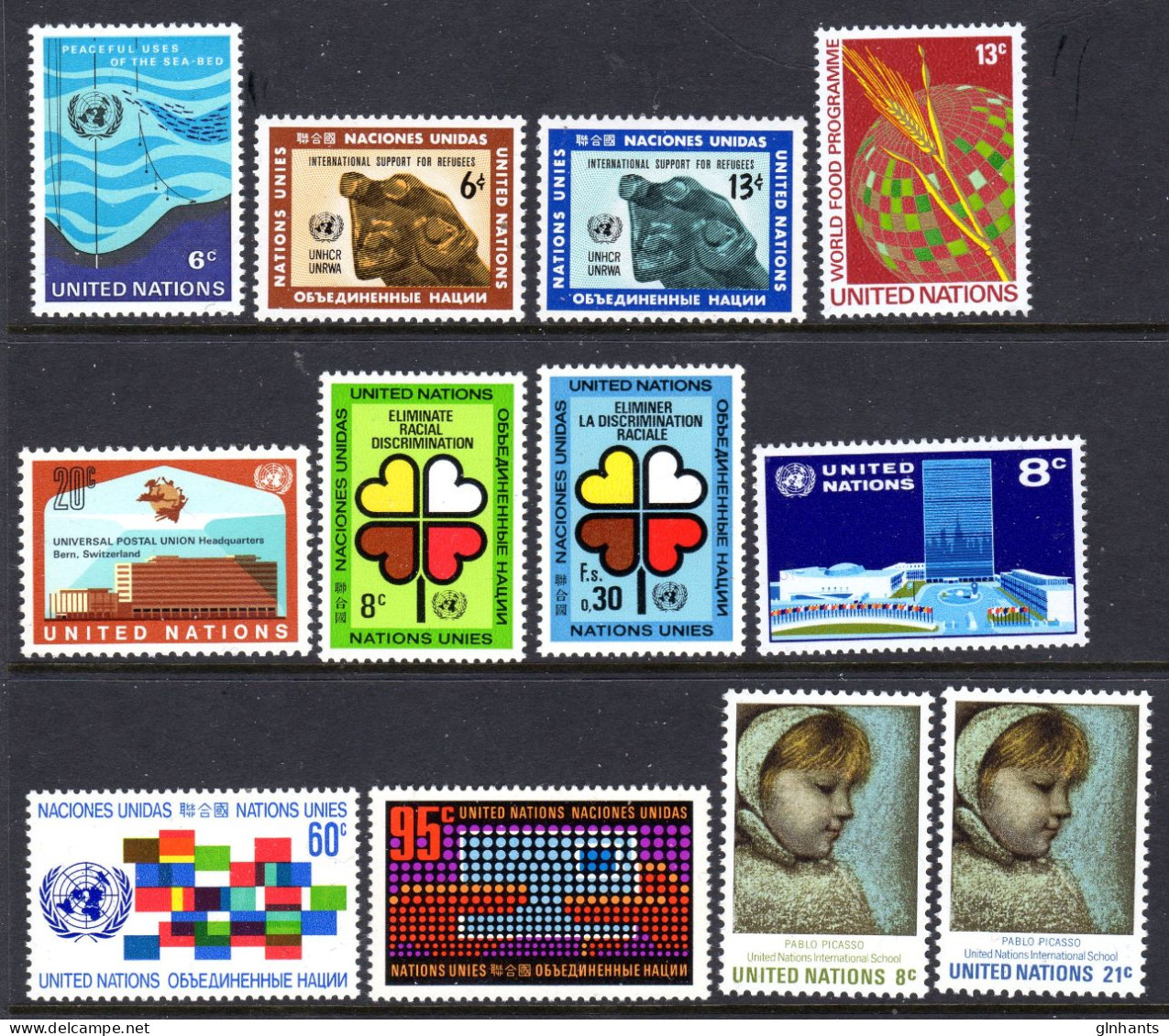 UNITED NATIONS UN NEW YORK - 1971 COMPLETE YEAR SET (12V) AS PICTURED FINE MNH ** SG 215-226 - Ongebruikt