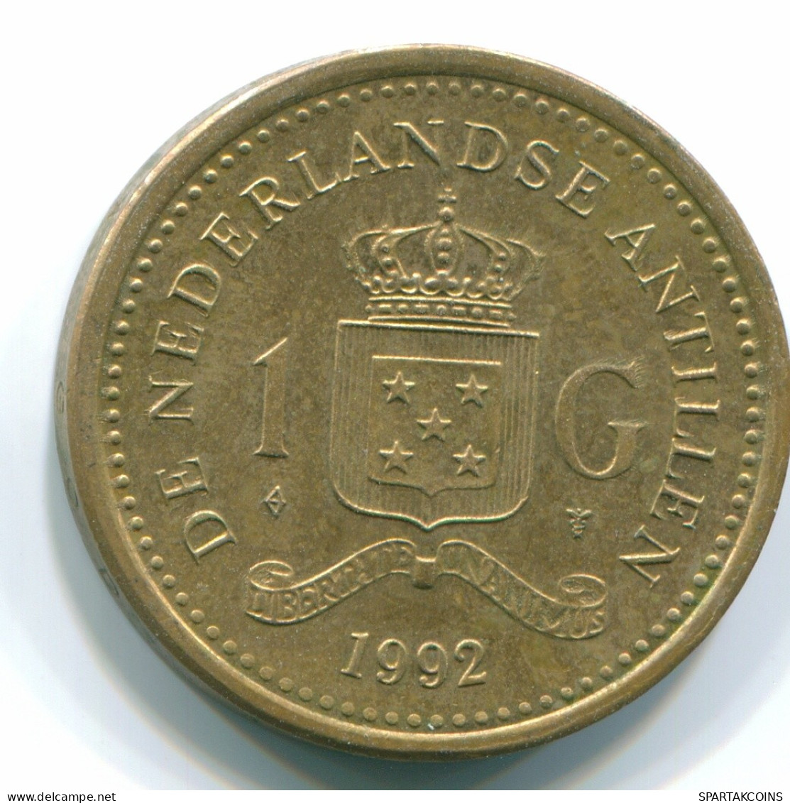 1 GULDEN 1992 NETHERLANDS ANTILLES Aureate Steel Colonial Coin #S12145.U.A - Antilles Néerlandaises