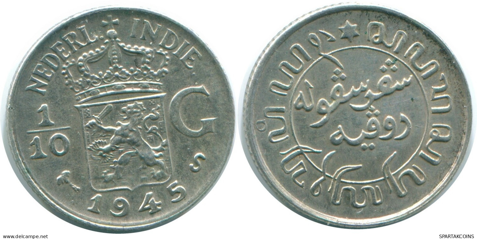 1/10 GULDEN 1945 S INDIAS ORIENTALES DE LOS PAÍSES BAJOS PLATA #NL14046.3.E.A - Indes Neerlandesas