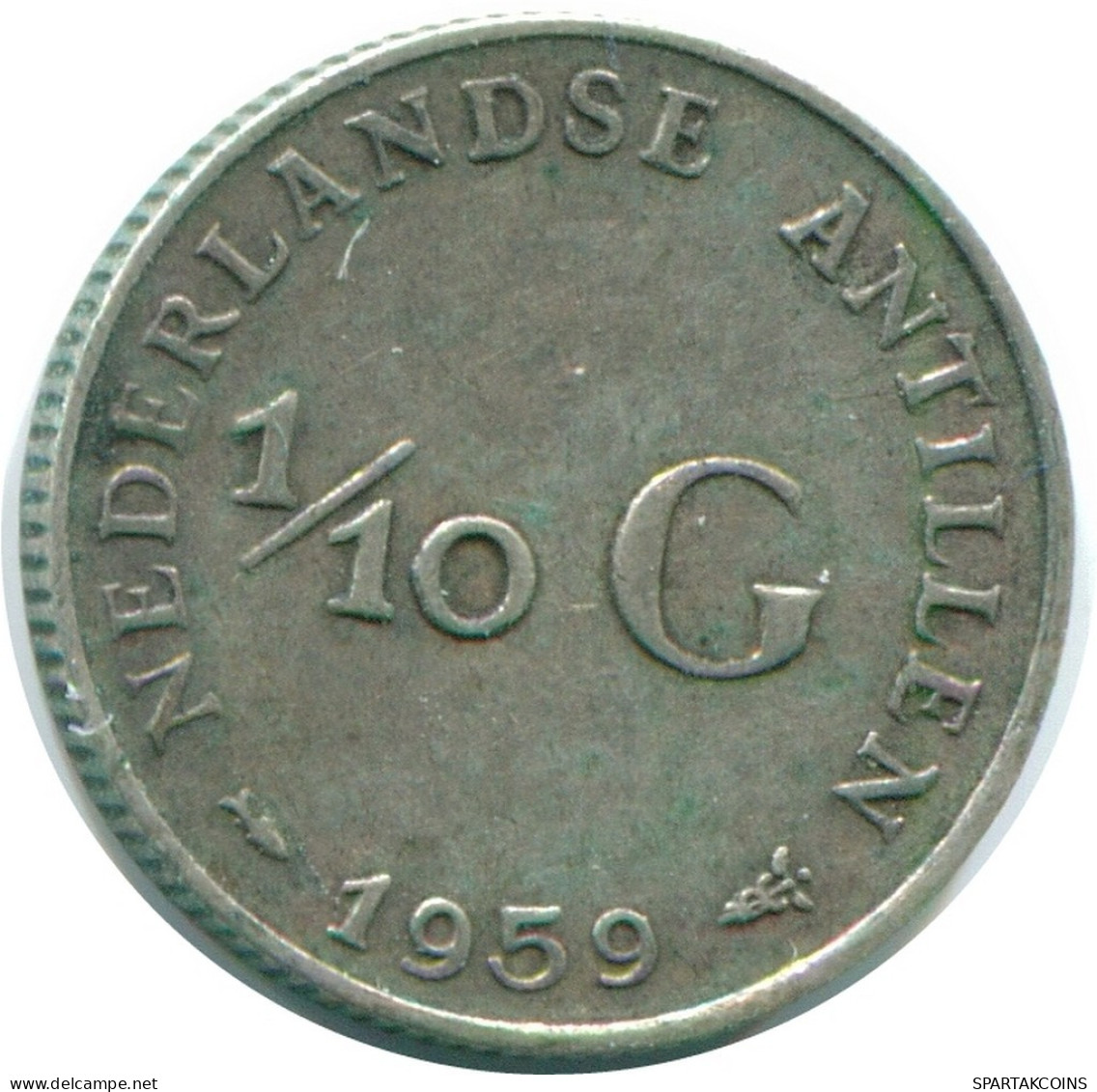 1/10 GULDEN 1959 ANTILLES NÉERLANDAISES ARGENT Colonial Pièce #NL12216.3.F.A - Netherlands Antilles