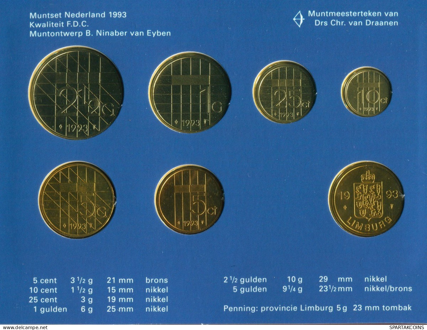 NEERLANDÉS NETHERLANDS 1993 MINT SET 6 Moneda + MEDAL #SET1113.7.E.A - Nieuwe Sets & Testkits