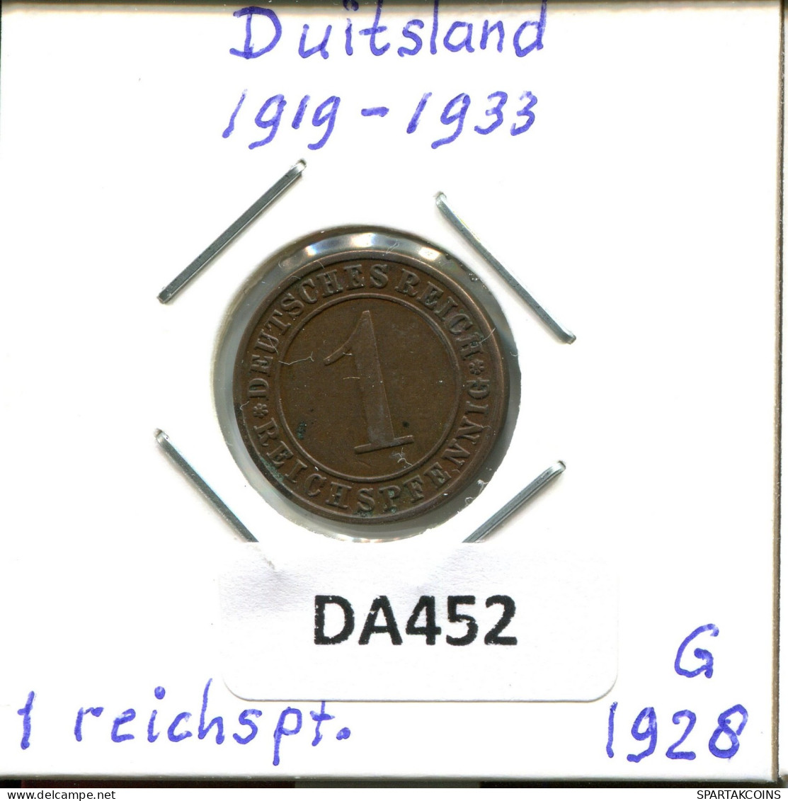 1 RENTENPFENNIG 1928 G ALEMANIA Moneda GERMANY #DA452.2.E.A - 1 Renten- & 1 Reichspfennig