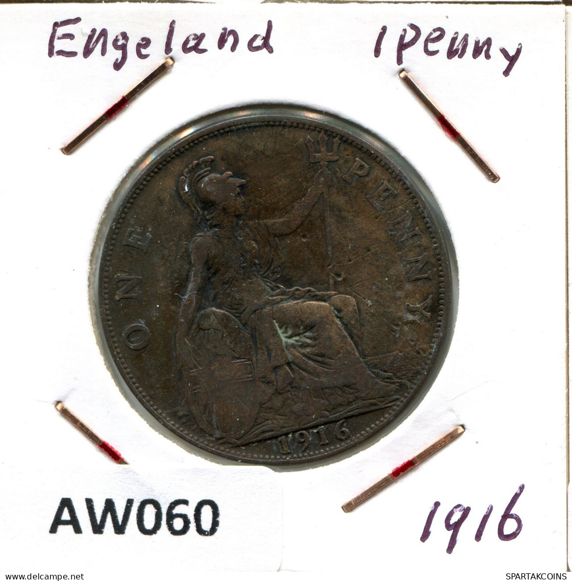 PENNY 1916 UK GRANDE-BRETAGNE GREAT BRITAIN Pièce #AW060.F.A - D. 1 Penny