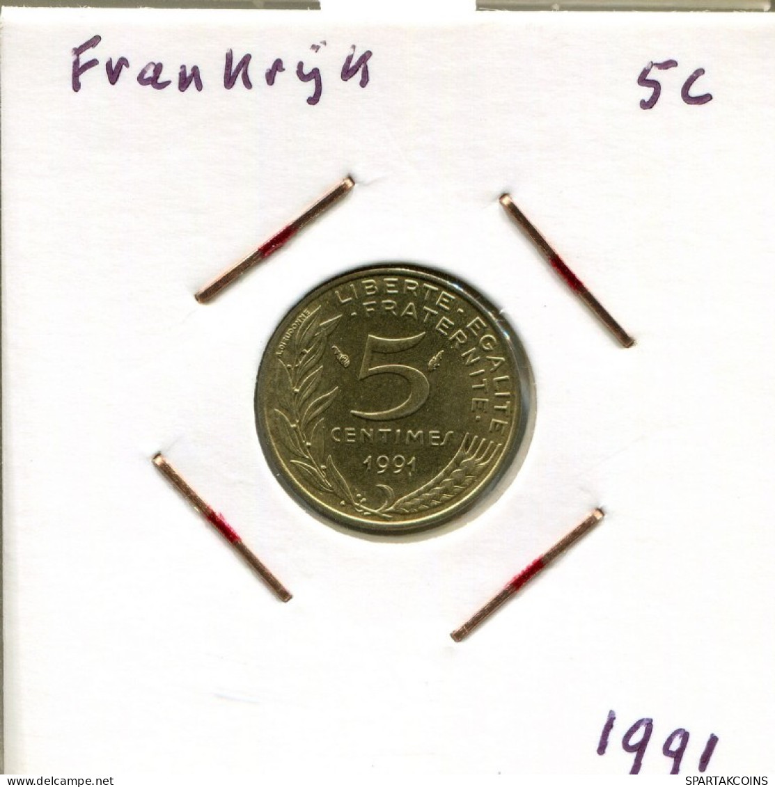 5 CENTIMES 1991 FRANKREICH FRANCE Französisch Münze #AM763.D.A - 5 Centimes