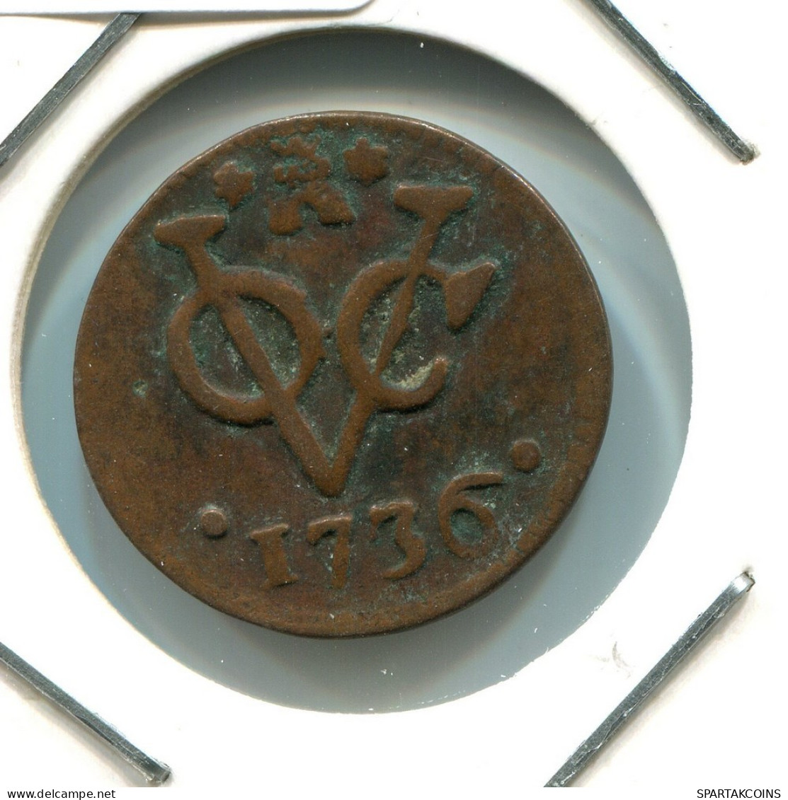 1736 ZEALAND VOC DUIT NIEDERLANDE OSTINDIEN NY COLONIAL PENNY #VOC1932.10.D.A - Nederlands-Indië