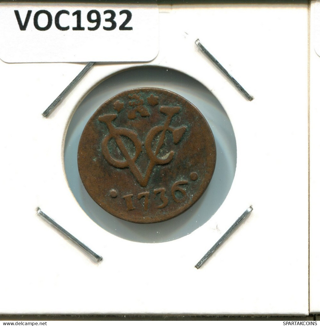 1736 ZEALAND VOC DUIT NIEDERLANDE OSTINDIEN NY COLONIAL PENNY #VOC1932.10.D.A - Indes Néerlandaises