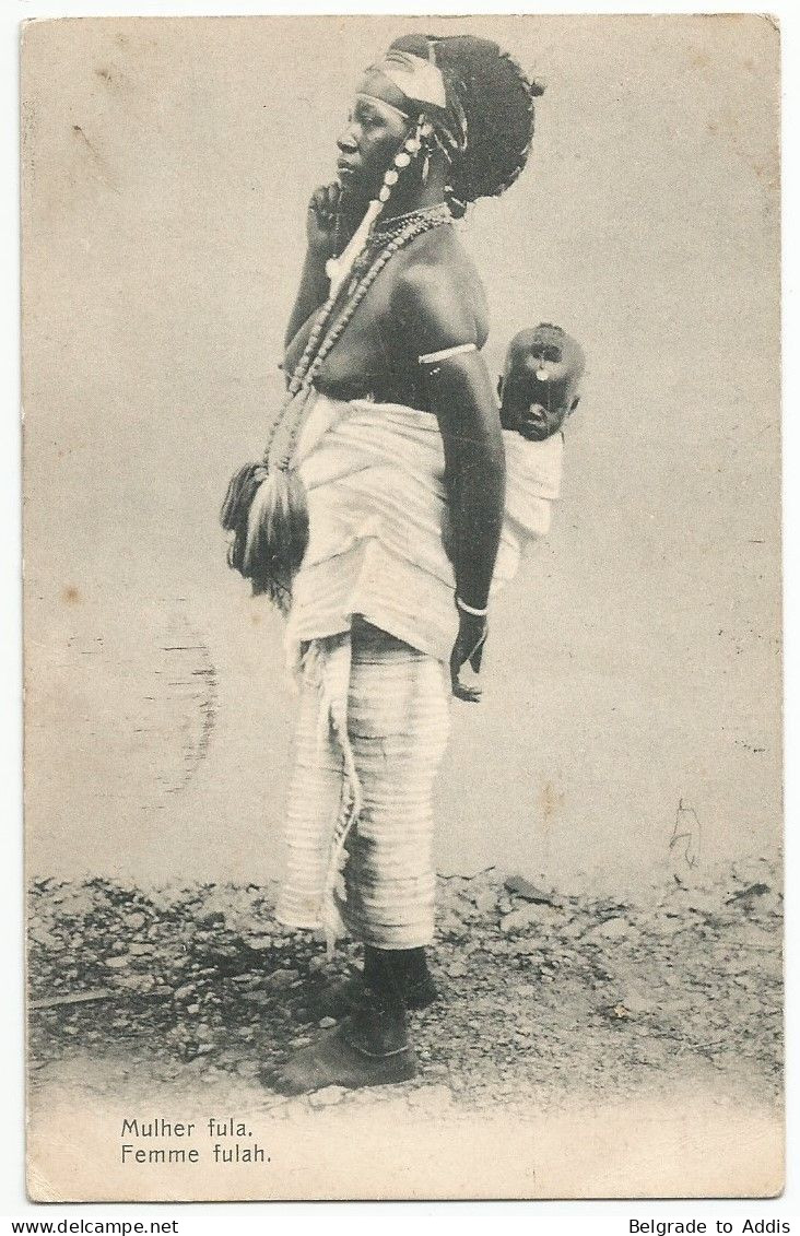 Portugal Guiné Guinée Bissau Postcard Carte Postale CPA 1903 Ethnic Mulher Fula Woman Femme Fulah - Guinea Bissau