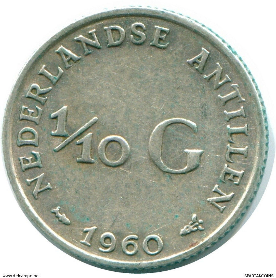 1/10 GULDEN 1960 NETHERLANDS ANTILLES SILVER Colonial Coin #NL12271.3.U.A - Netherlands Antilles