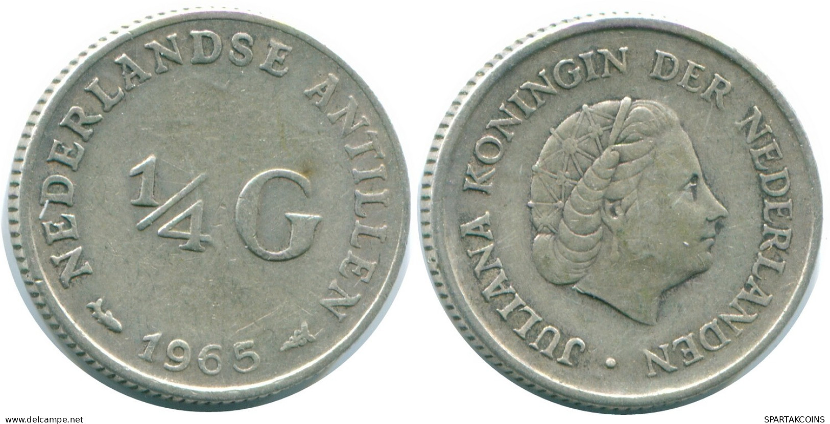 1/4 GULDEN 1965 NETHERLANDS ANTILLES SILVER Colonial Coin #NL11389.4.U.A - Netherlands Antilles
