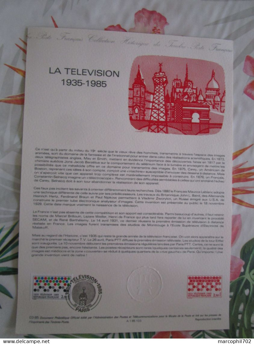 Document Officiel  La Television 28/1/85 - Documents De La Poste