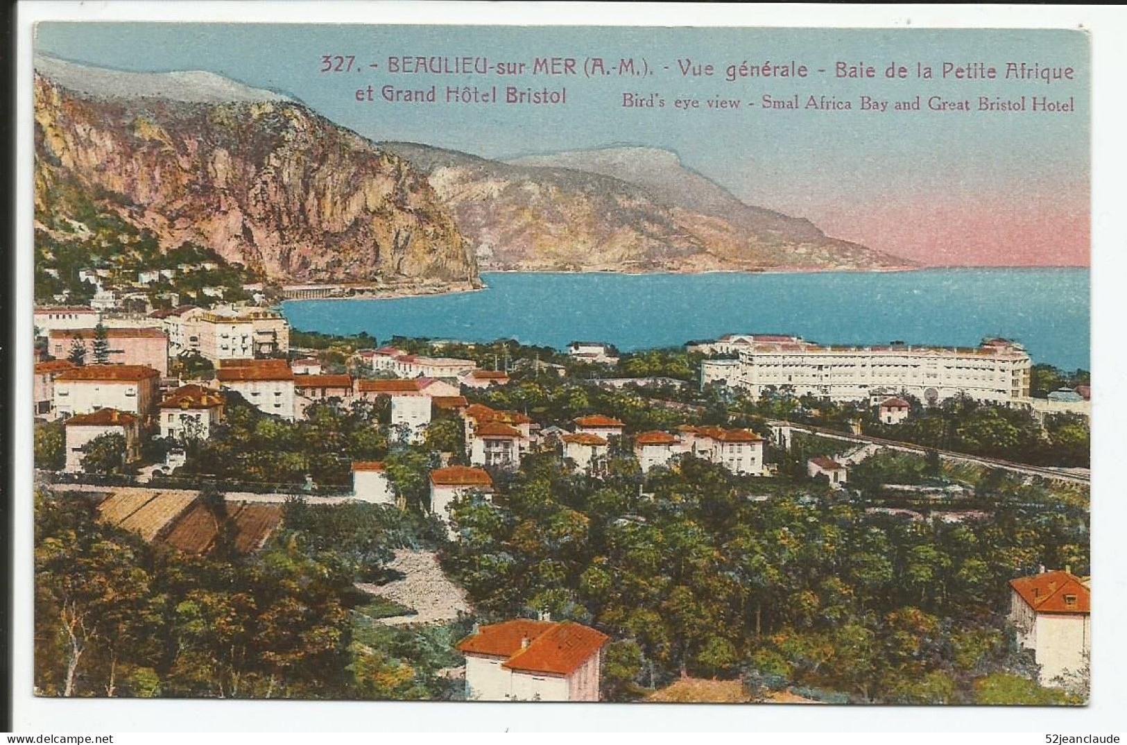 Vue Générale Prise De La Petite Afrique Grand Hôtel Bristol   1929    N° 327 - Beaulieu-sur-Mer