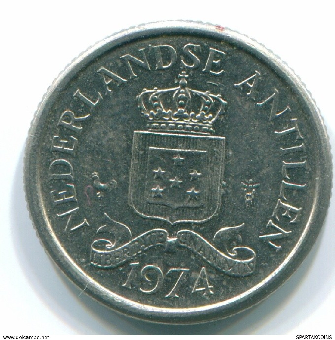 10 CENTS 1974 NETHERLANDS ANTILLES Nickel Colonial Coin #S13520.U.A - Nederlandse Antillen