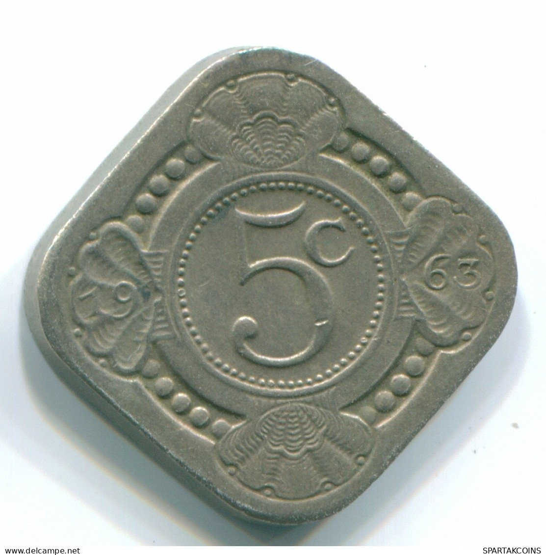 5 CENTS 1963 NETHERLANDS ANTILLES Nickel Colonial Coin #S12425.U.A - Niederländische Antillen