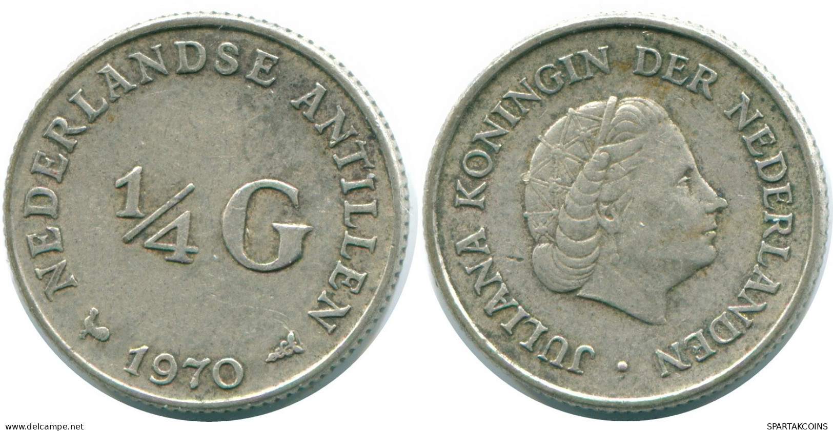 1/4 GULDEN 1970 ANTILLAS NEERLANDESAS PLATA Colonial Moneda #NL11690.4.E.A - Niederländische Antillen