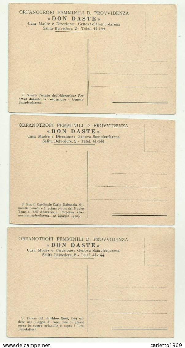 3 CARTOLINE ORFANOTROFI FEMMINILI D. PROVVIDENZA DON DASTE GENOVA SAMPIERDARENA - NV FP - Genova (Genua)