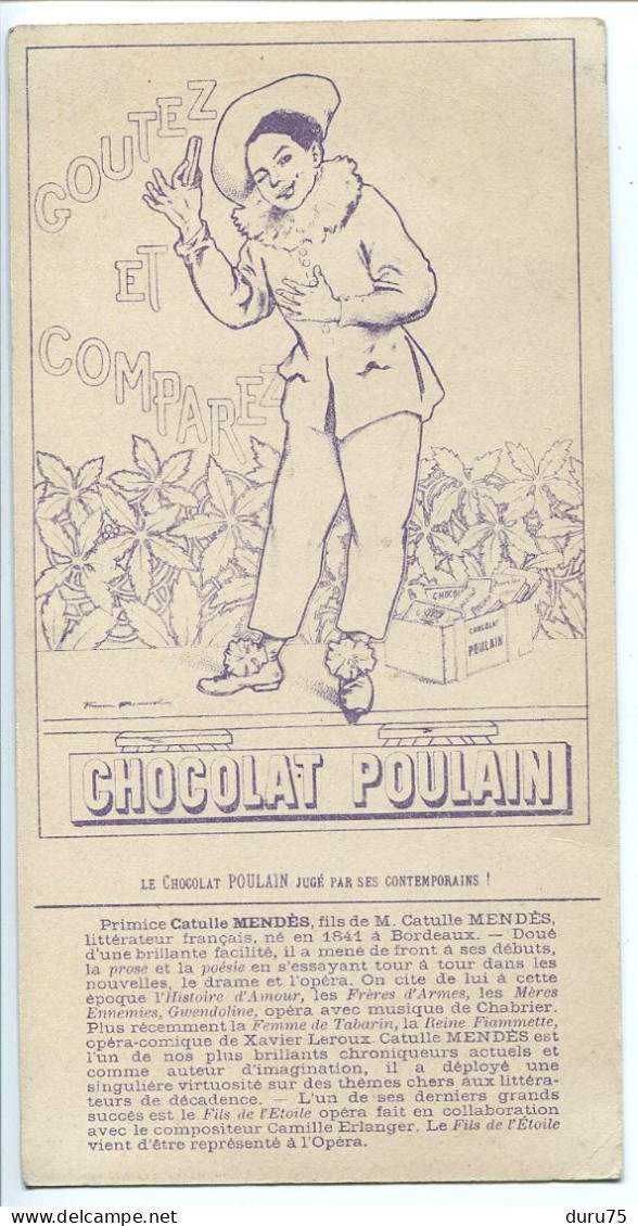 CHROMO Chocolat POULAIN Grand Format 9,20 X 18 Cm Deux 2 Garçons  * Verso Primice MENDÈS Fils De Catulle MENDÈS - Poulain