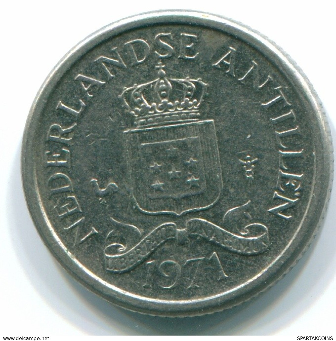10 CENTS 1971 NETHERLANDS ANTILLES Nickel Colonial Coin #S13488.U.A - Nederlandse Antillen