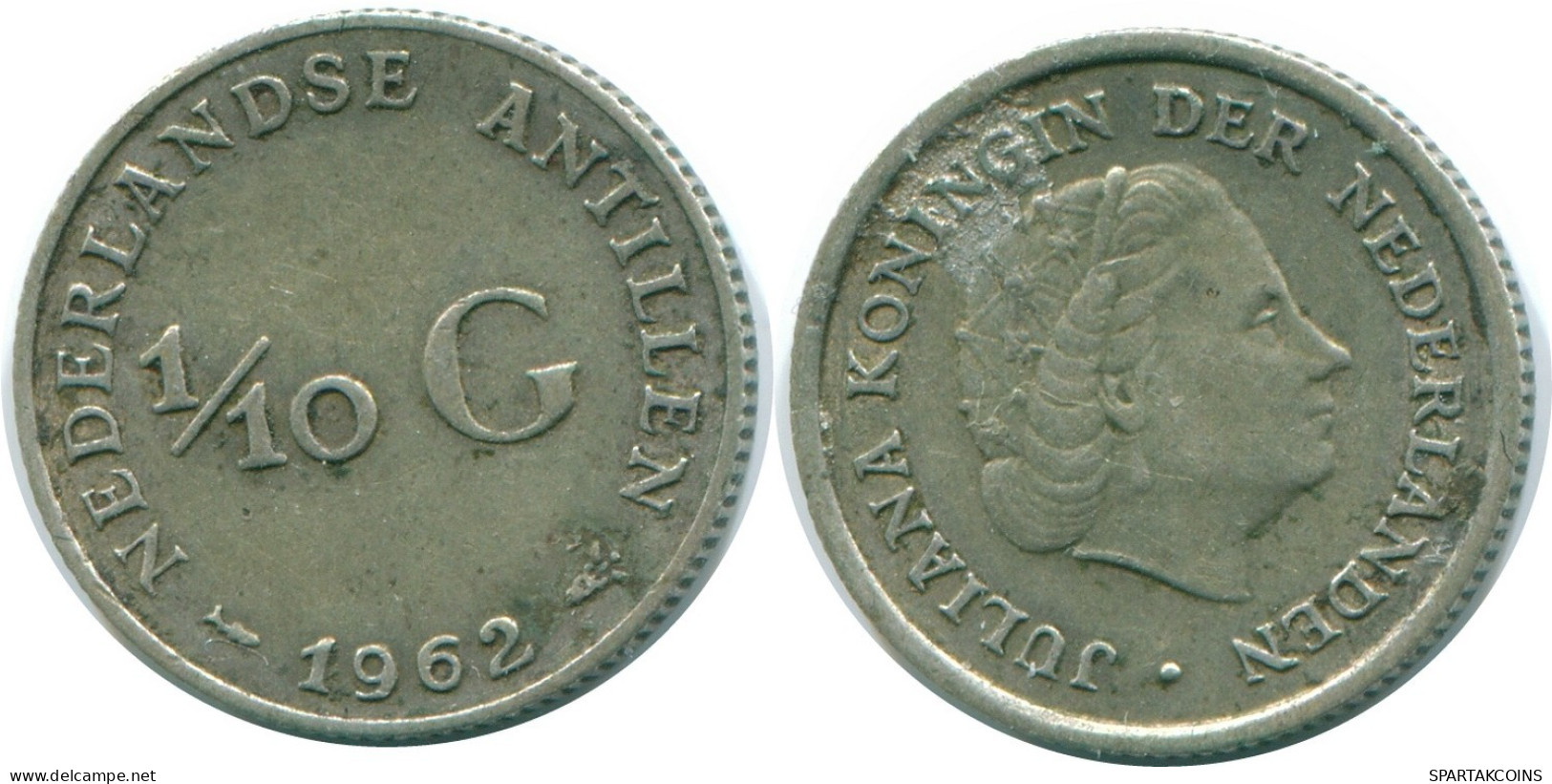 1/10 GULDEN 1962 NIEDERLÄNDISCHE ANTILLEN SILBER Koloniale Münze #NL12436.3.D.A - Nederlandse Antillen