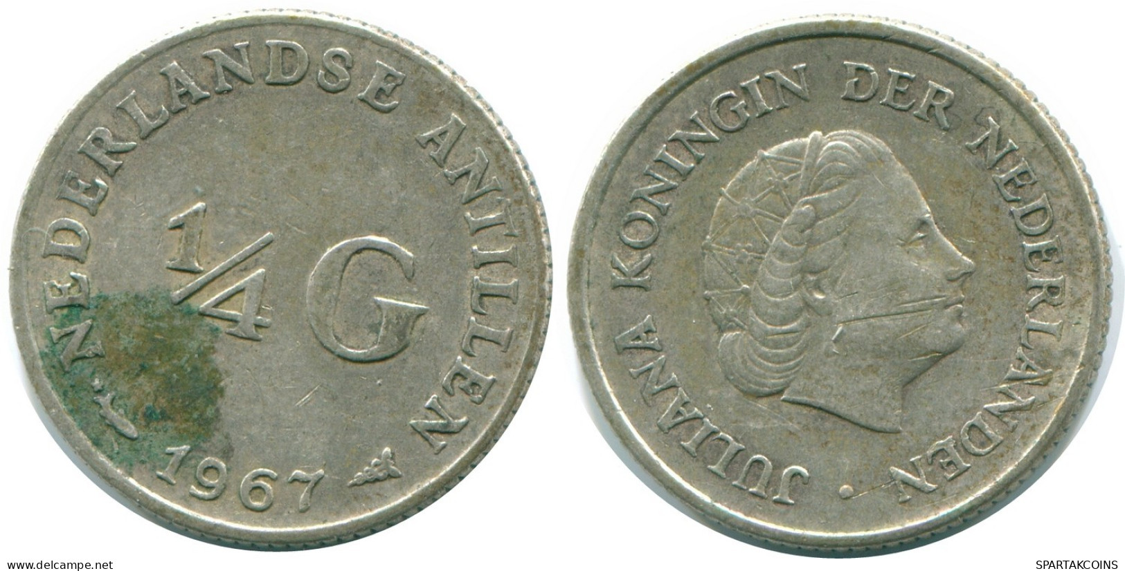 1/4 GULDEN 1967 NETHERLANDS ANTILLES SILVER Colonial Coin #NL11569.4.U.A - Netherlands Antilles