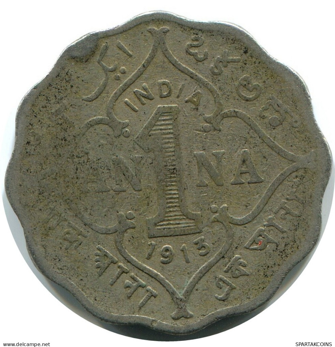 1 ANNA 1913 INDIA-BRITISH Coin #AY964.U.A - India