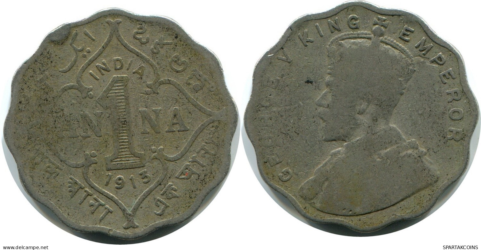 1 ANNA 1913 INDIA-BRITISH Coin #AY964.U.A - Indien