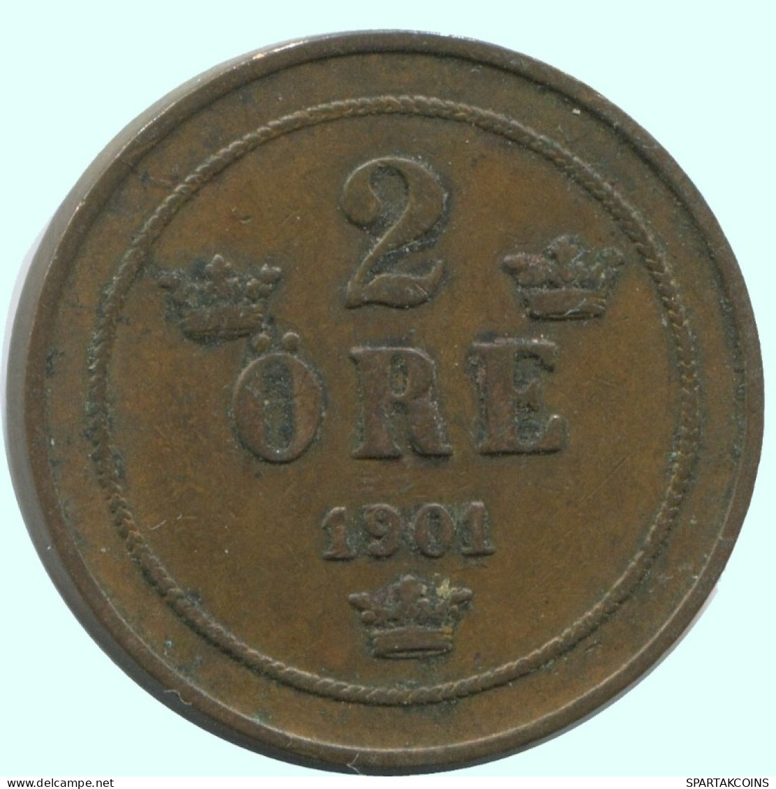 2 ORE 1901 SWEDEN Coin #AC938.2.U.A - Schweden