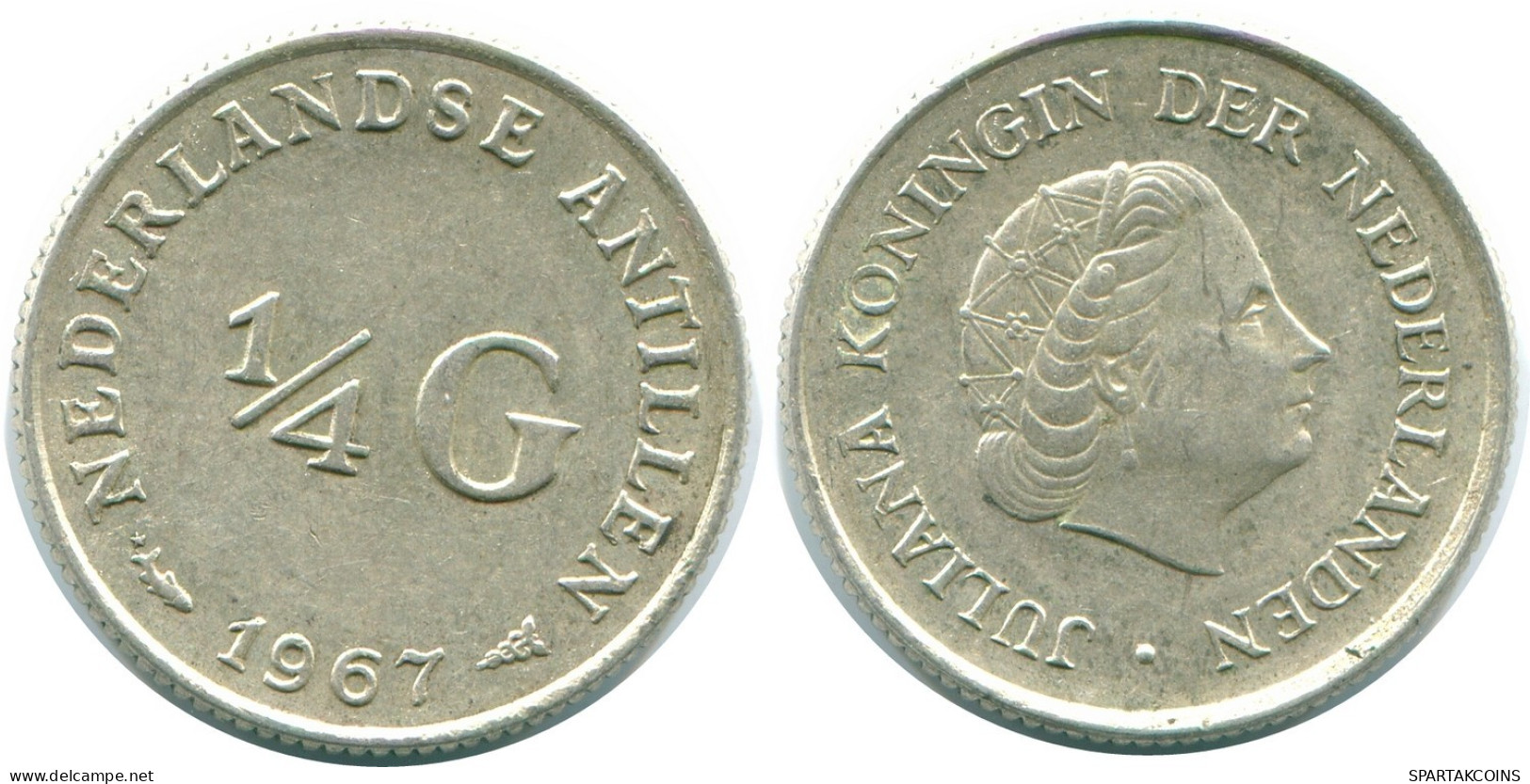 1/4 GULDEN 1967 NETHERLANDS ANTILLES SILVER Colonial Coin #NL11479.4.U.A - Niederländische Antillen