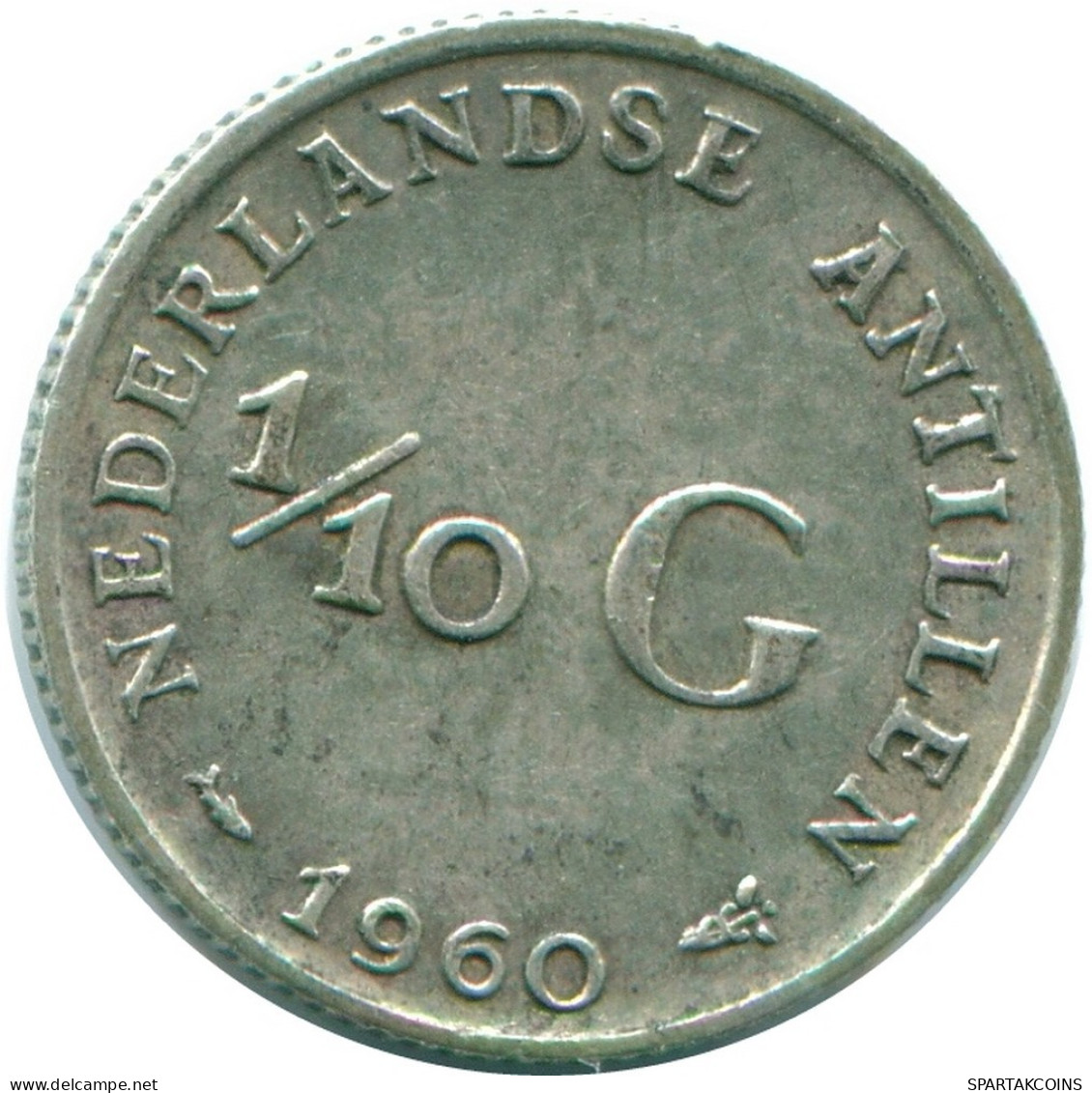 1/10 GULDEN 1960 ANTILLES NÉERLANDAISES ARGENT Colonial Pièce #NL12313.3.F.A - Netherlands Antilles