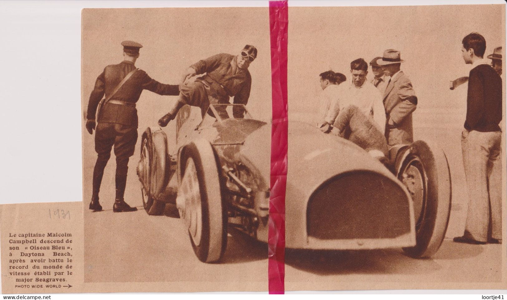 Daytona Beach - Record Du Monde Avec Voiture L'Oiseau Bleu - Orig. Knipsel Coupure Tijdschrift Magazine - 1931 - Non Classés