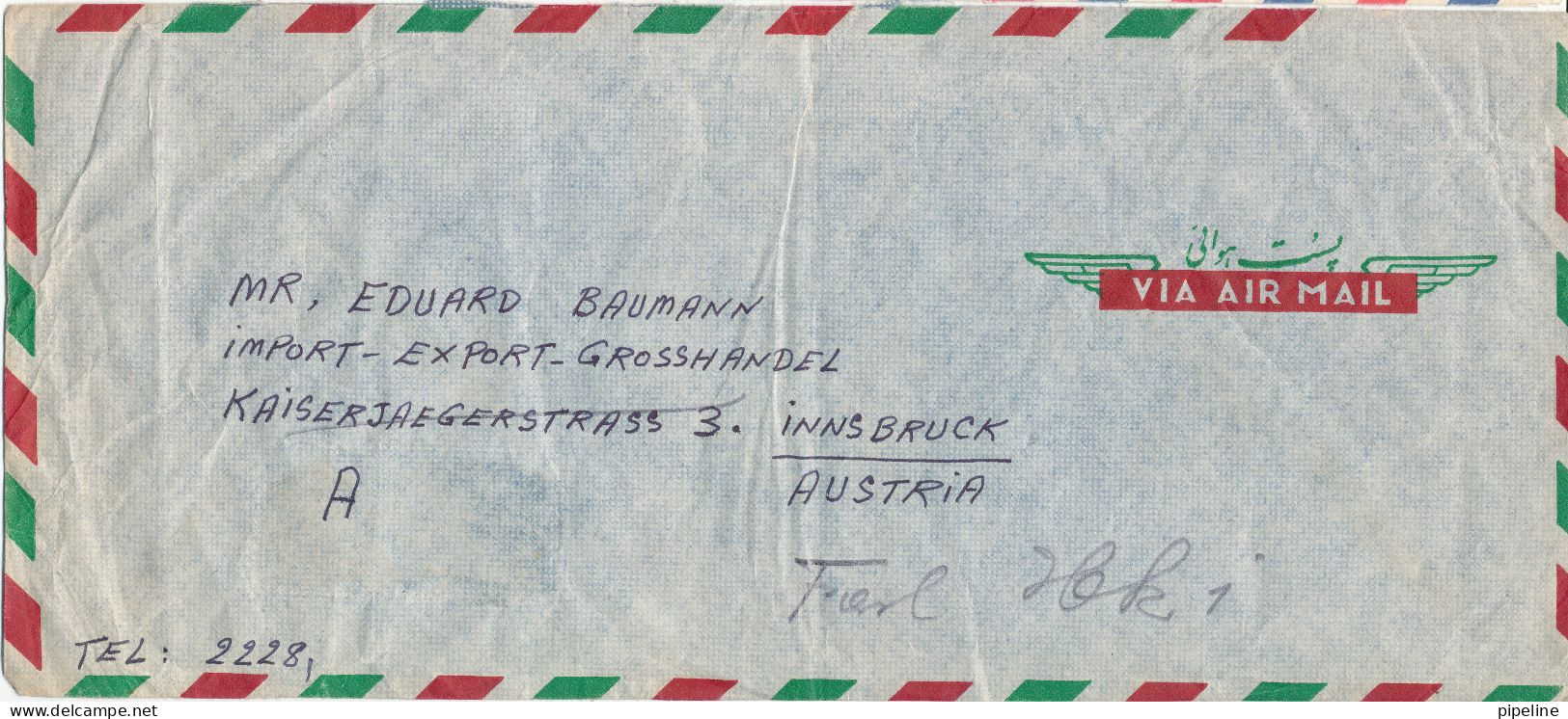 Iran Air Mail Cover Sent To Austria (light Bended Cover) All The Stamps On The Backside Of The Cover - Iran