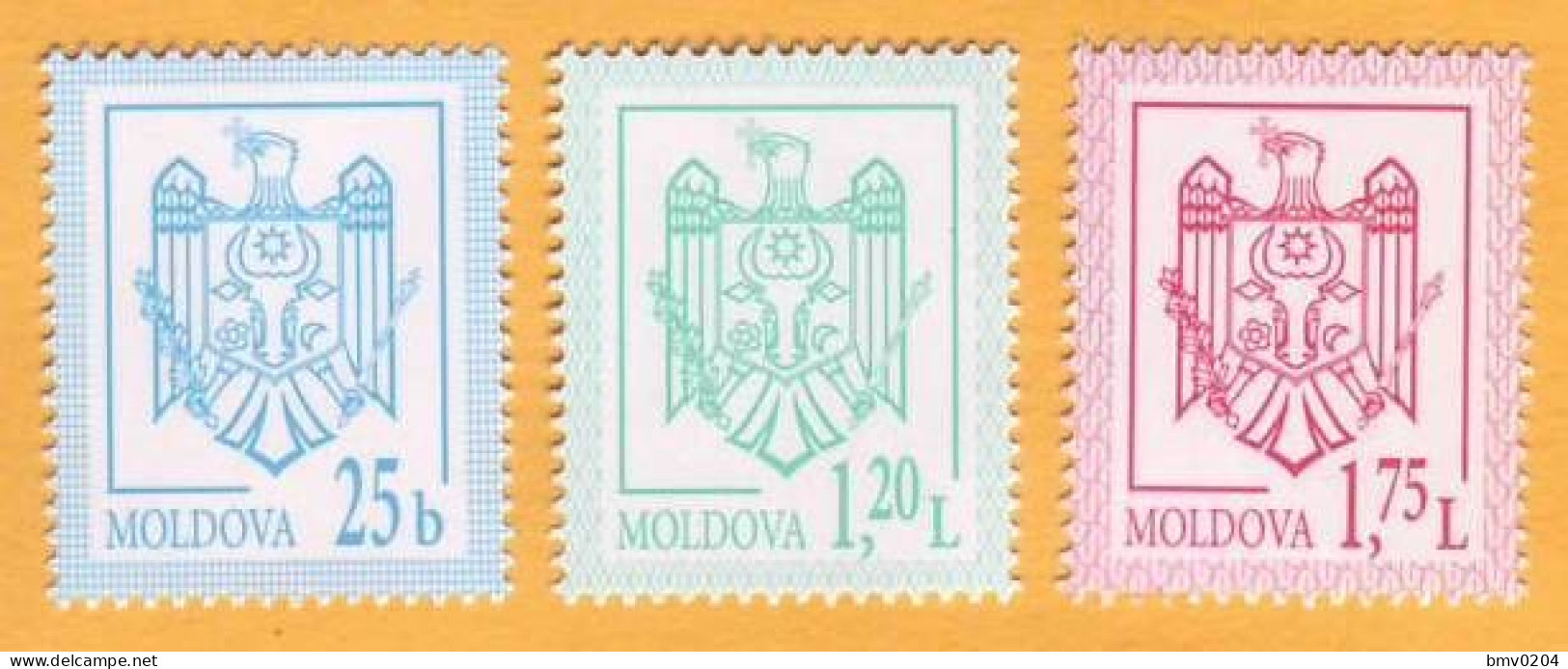 2021 Moldova Standard Edition. Coat Of Arms  Three Denominations 0.25 Lei, 1.20 Lei, 1.75 Lei  Mint - Timbres