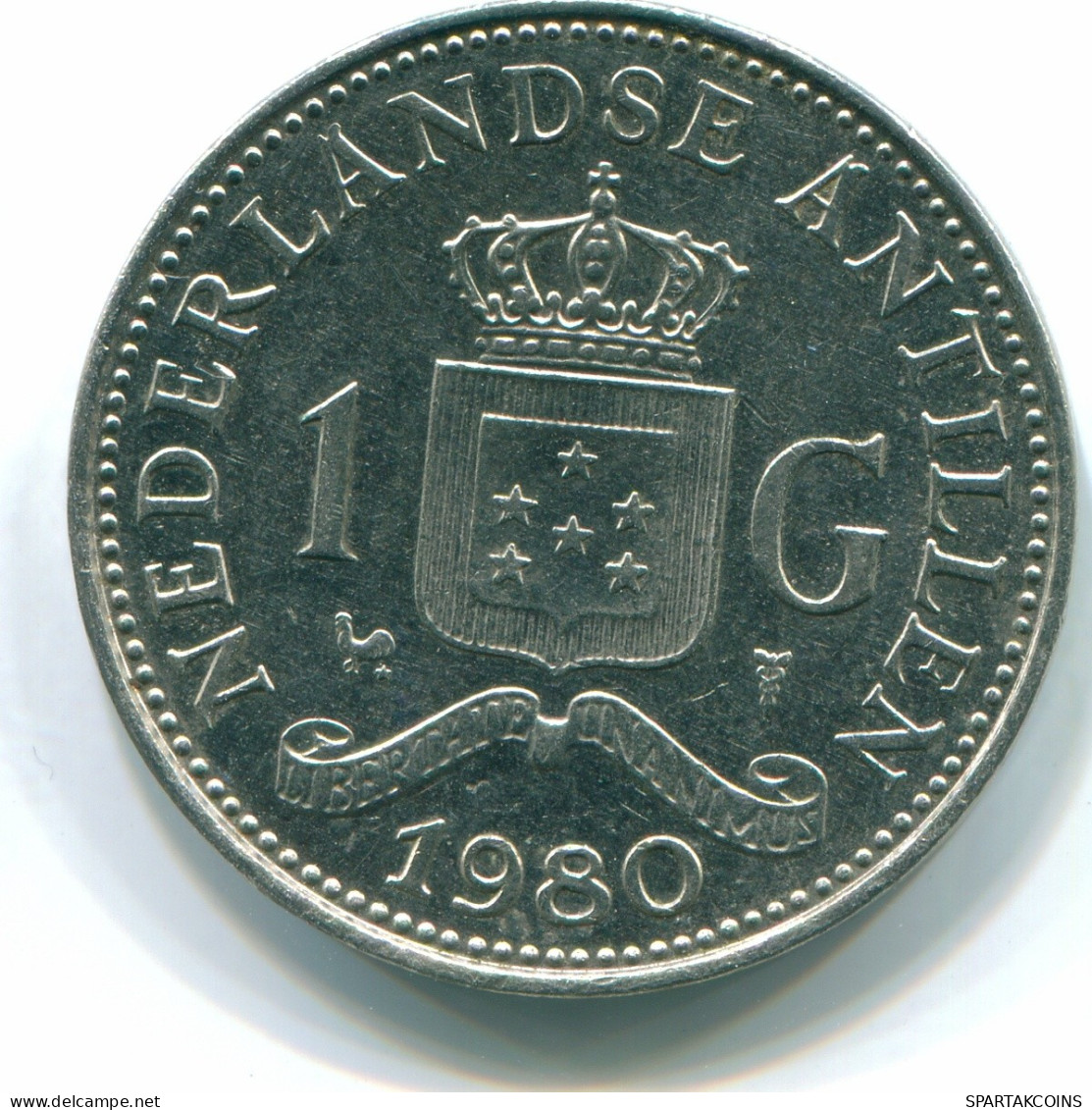 1 GULDEN 1980 ANTILLES NÉERLANDAISES Nickel Colonial Pièce #S12038.F.A - Nederlandse Antillen