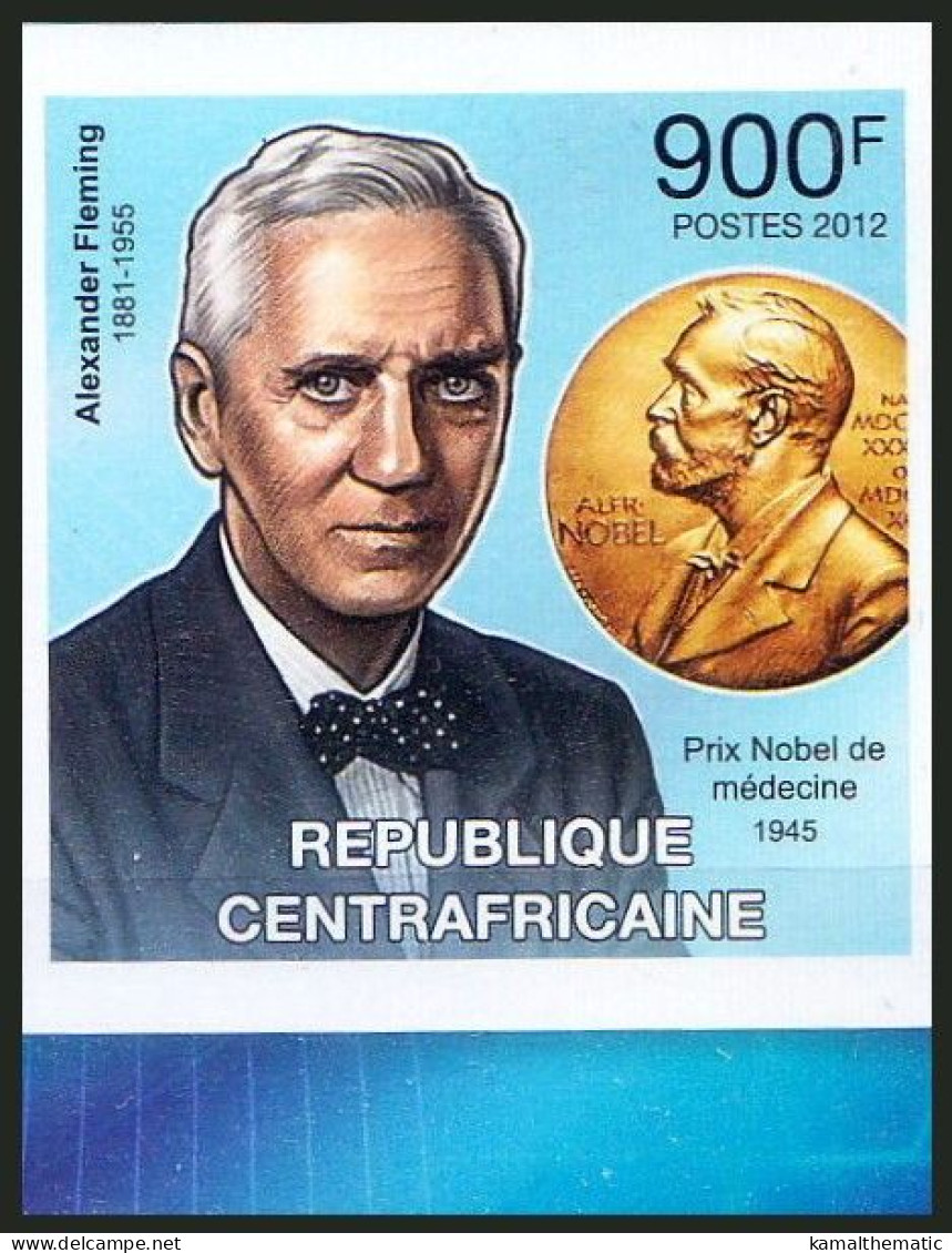 Central Africa 2012 MNH Imperf, Alexander Fleming, Nobel Medicine - Nobel Prize Laureates