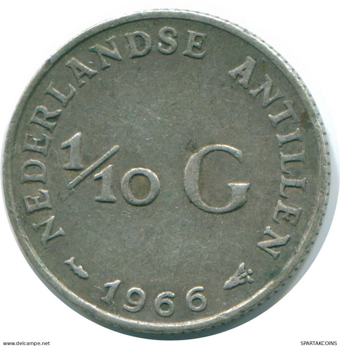 1/10 GULDEN 1966 NIEDERLÄNDISCHE ANTILLEN SILBER Koloniale Münze #NL12890.3.D.A - Niederländische Antillen