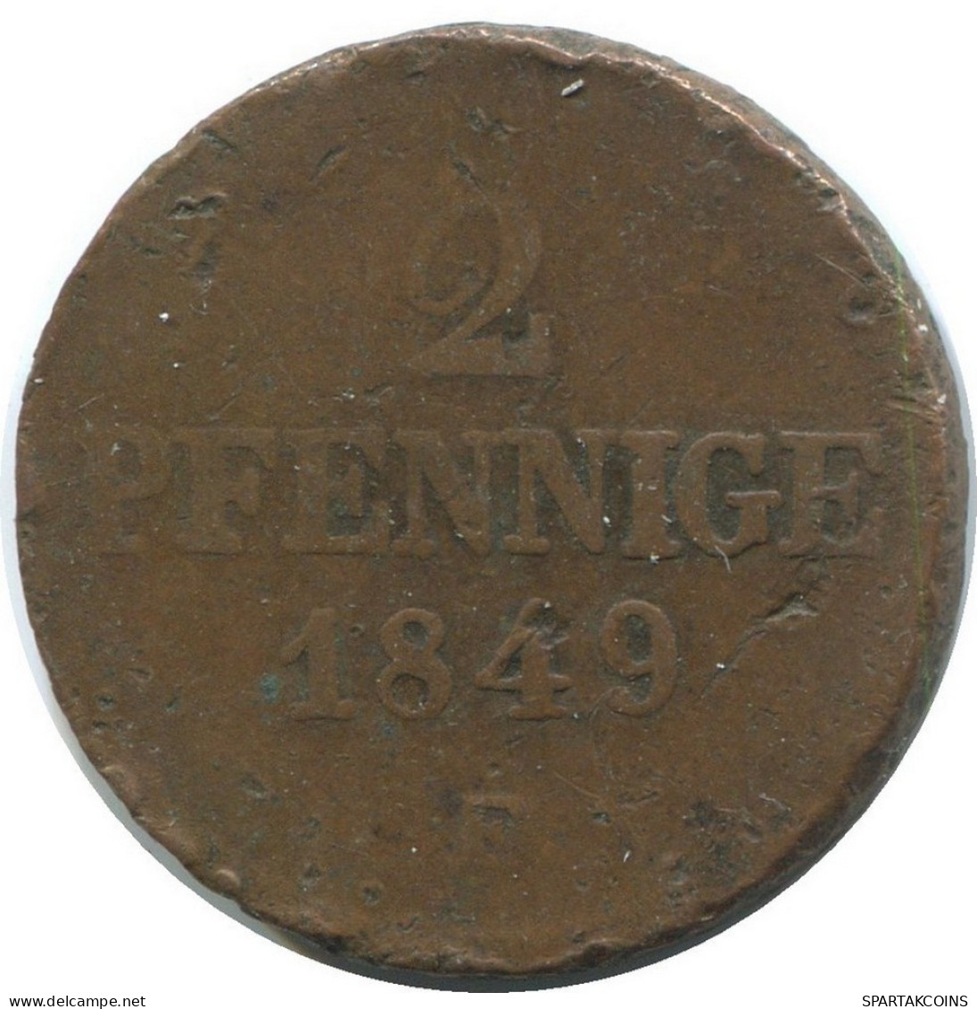 SAXONY 2 PFENNIG 1849 F Dresden Mint German States #DE10643.16.F.A - Other & Unclassified