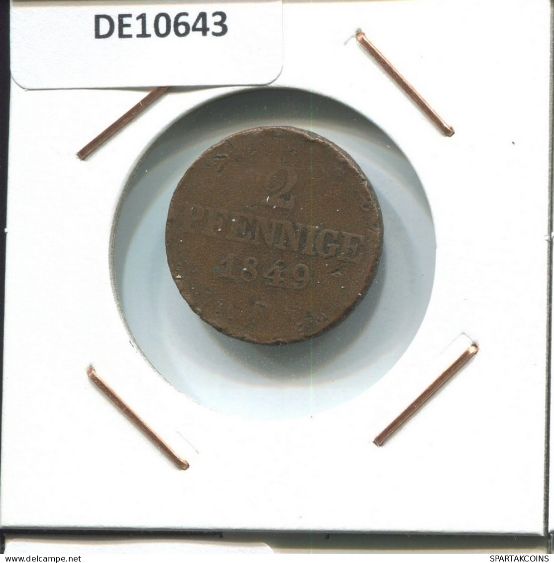 SAXONY 2 PFENNIG 1849 F Dresden Mint German States #DE10643.16.F.A - Sonstige & Ohne Zuordnung