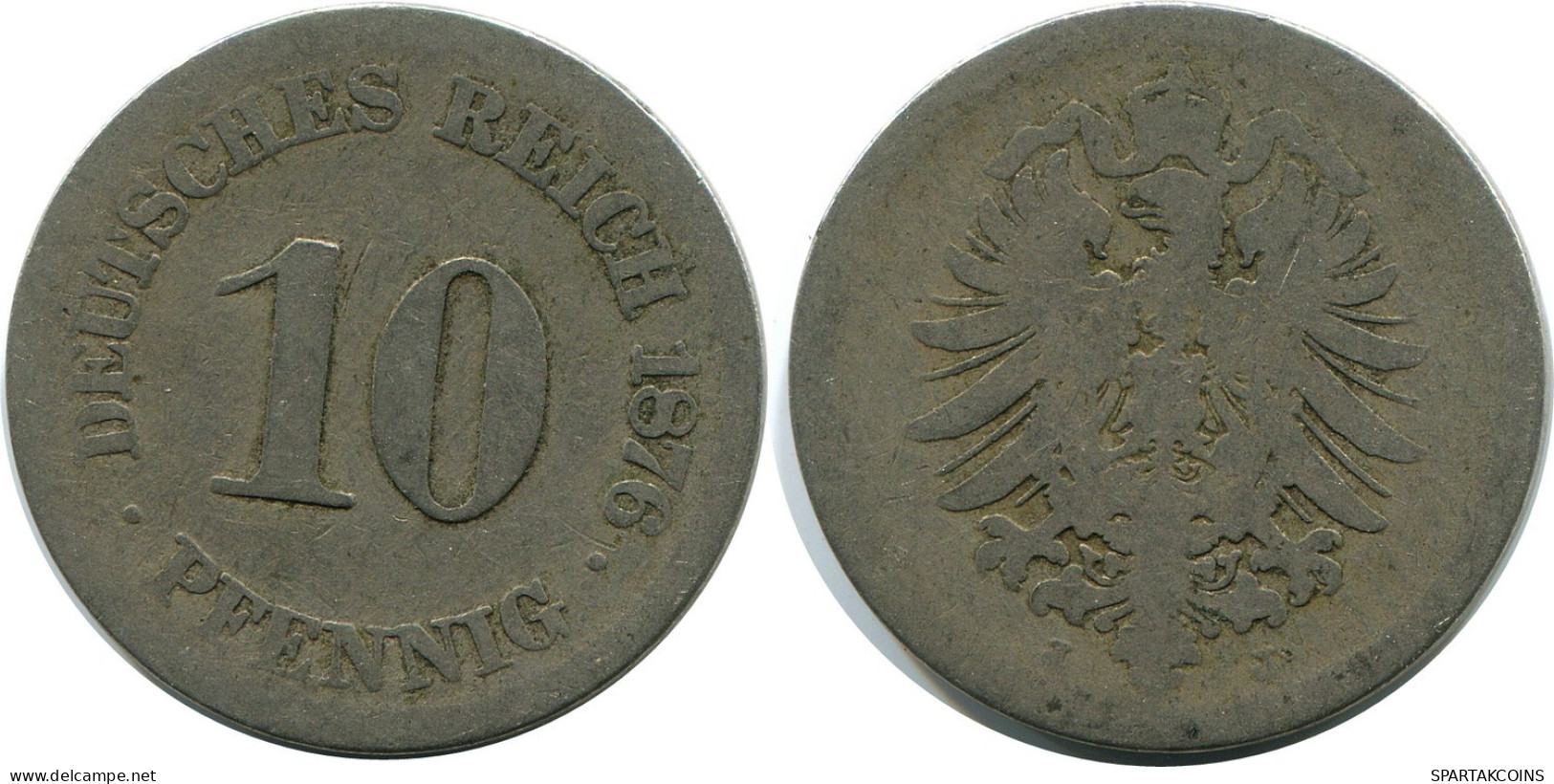 10 PFENNIG 1876 J DEUTSCHLAND Münze GERMANY #DB278.D.A - 10 Pfennig