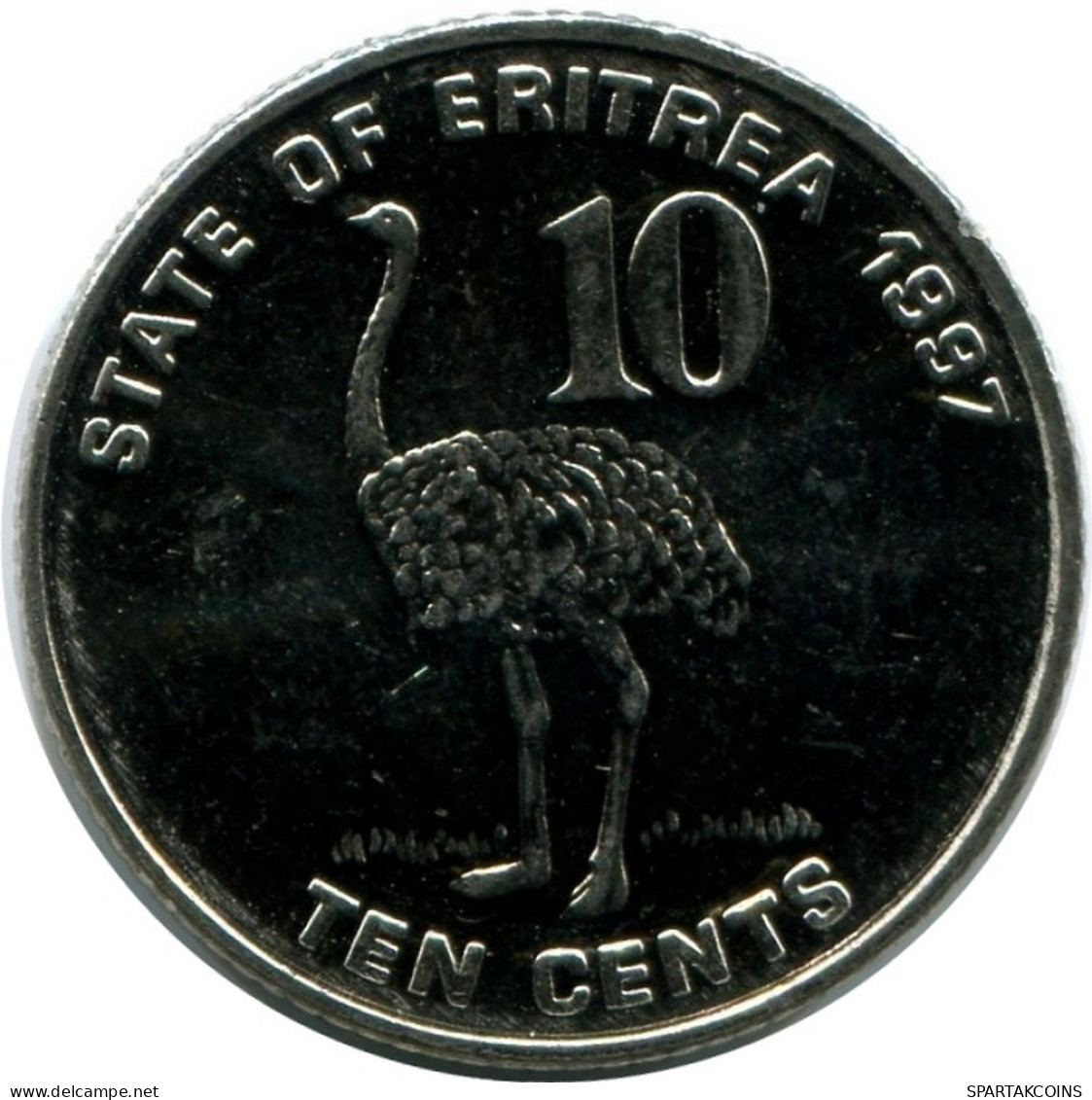 10 CENTS 1997 ERITREA UNC Bird Ostrich Coin #M10301.U.A - Eritrea