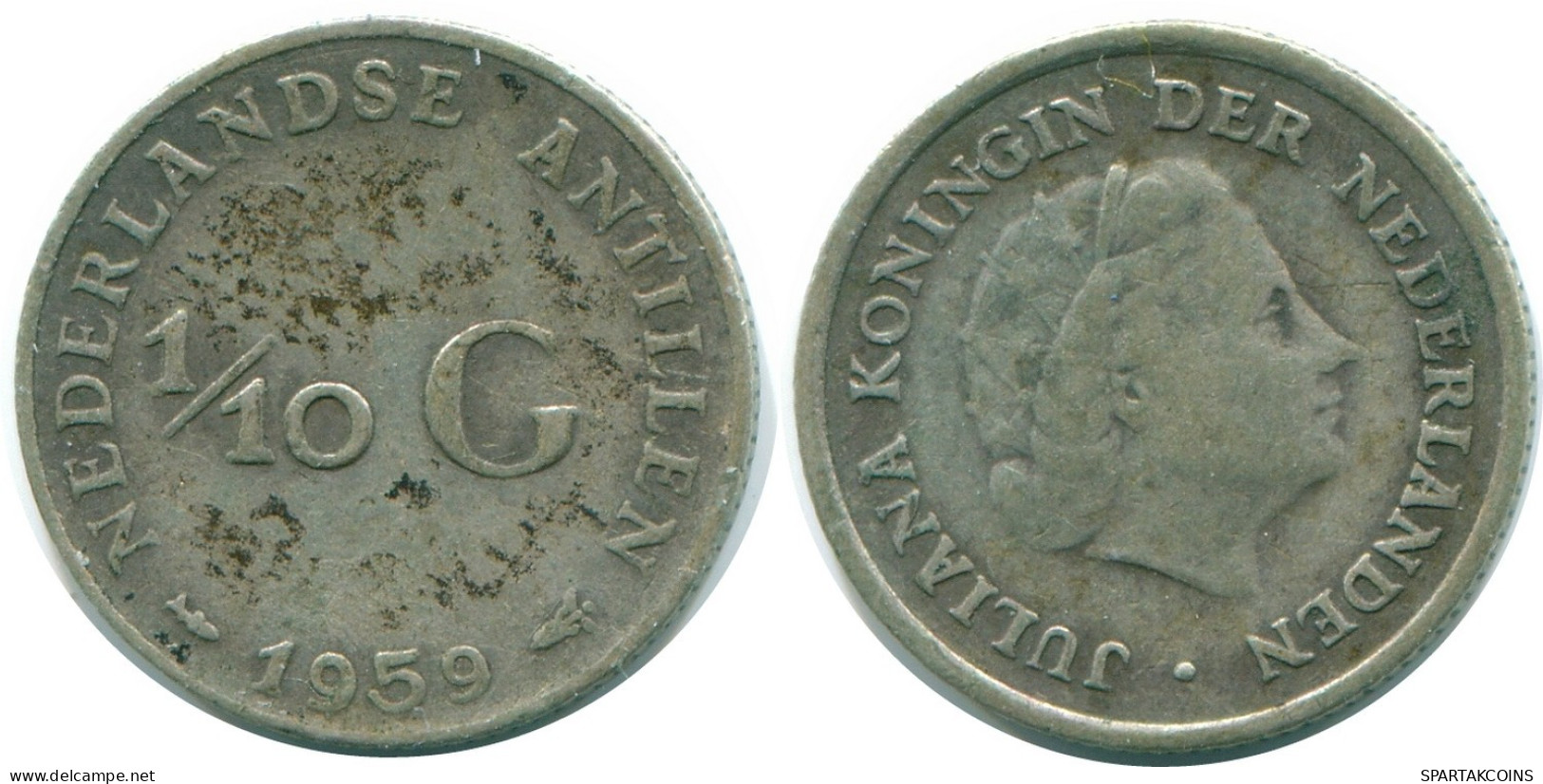 1/10 GULDEN 1959 ANTILLAS NEERLANDESAS PLATA Colonial Moneda #NL12232.3.E.A - Niederländische Antillen