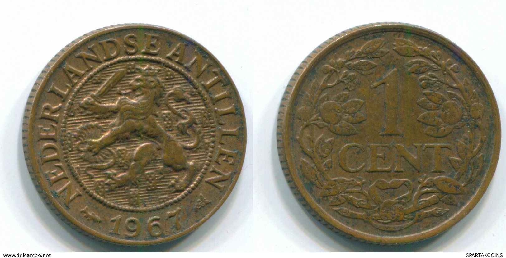 1 CENT 1967 NETHERLANDS ANTILLES Bronze Fish Colonial Coin #S11143.U.A - Netherlands Antilles