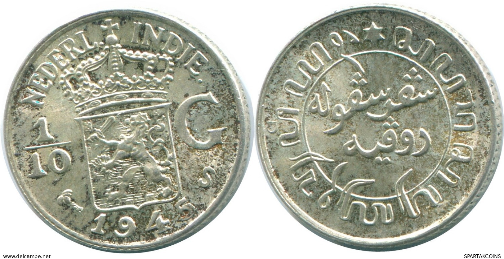 1/10 GULDEN 1945 S INDIAS ORIENTALES DE LOS PAÍSES BAJOS PLATA #NL14074.3.E.A - Indes Néerlandaises