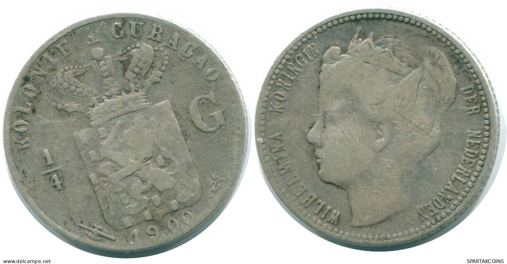 1/4 GULDEN 1900 CURACAO NÉERLANDAIS NETHERLANDS ARGENT Colonial Pièce #NL10464.4.F.A - Curaçao