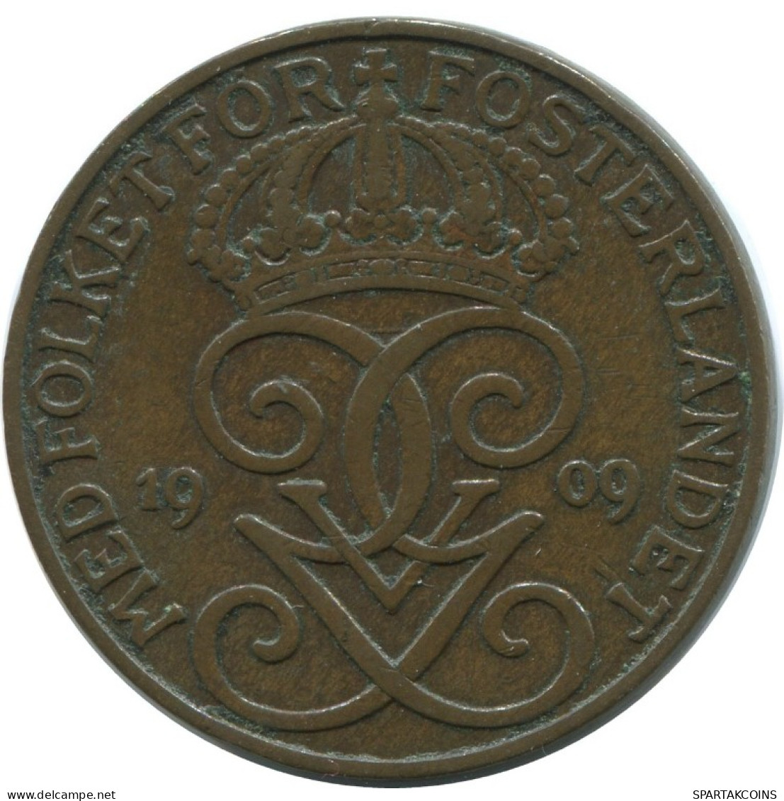 5 ORE 1909 SWEDEN Coin #AC561.2.U.A - Sweden