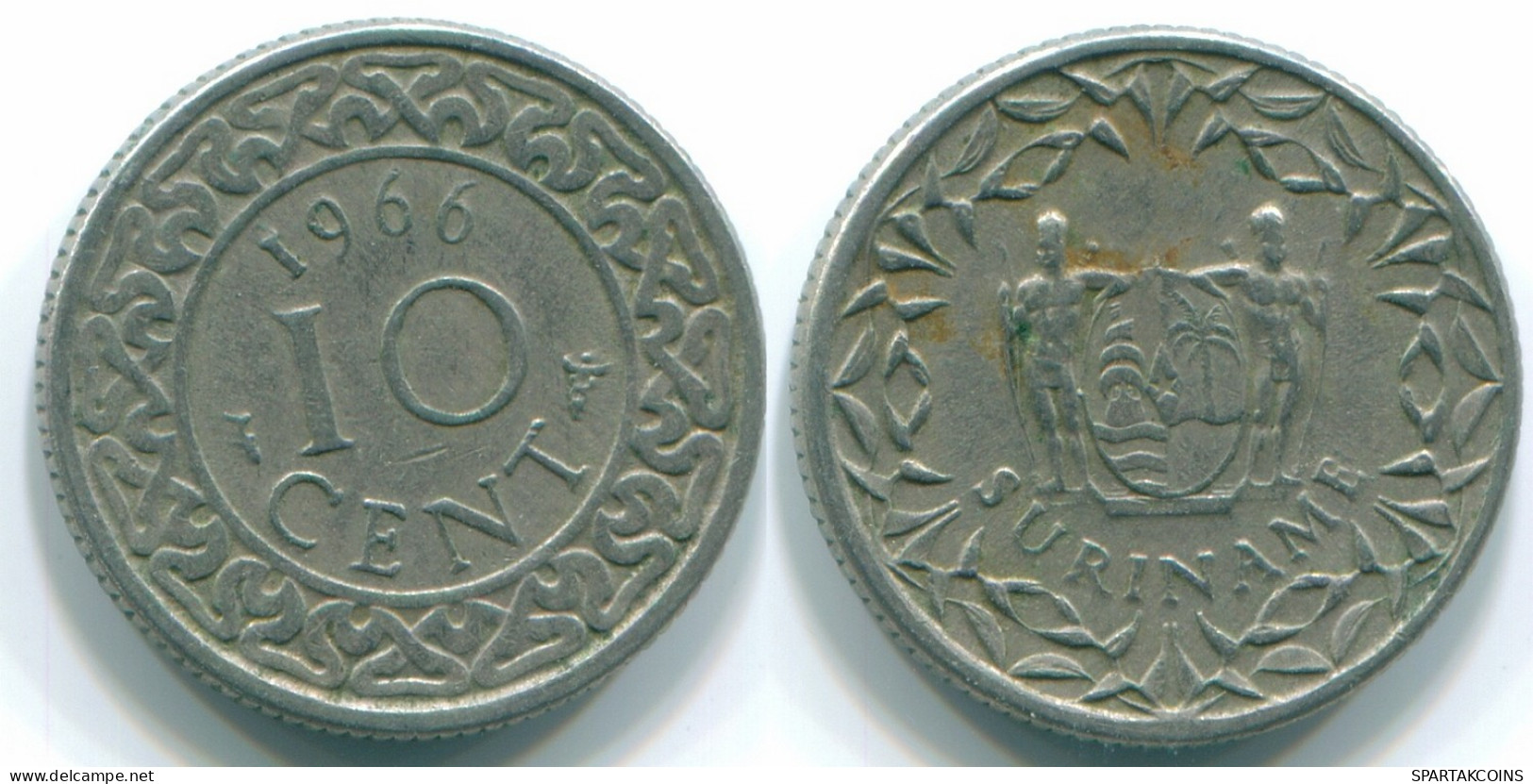 10 CENTS 1966 SURINAME NEERLANDÉS NETHERLANDS Nickel Colonial Moneda #S13231.E.A - Suriname 1975 - ...