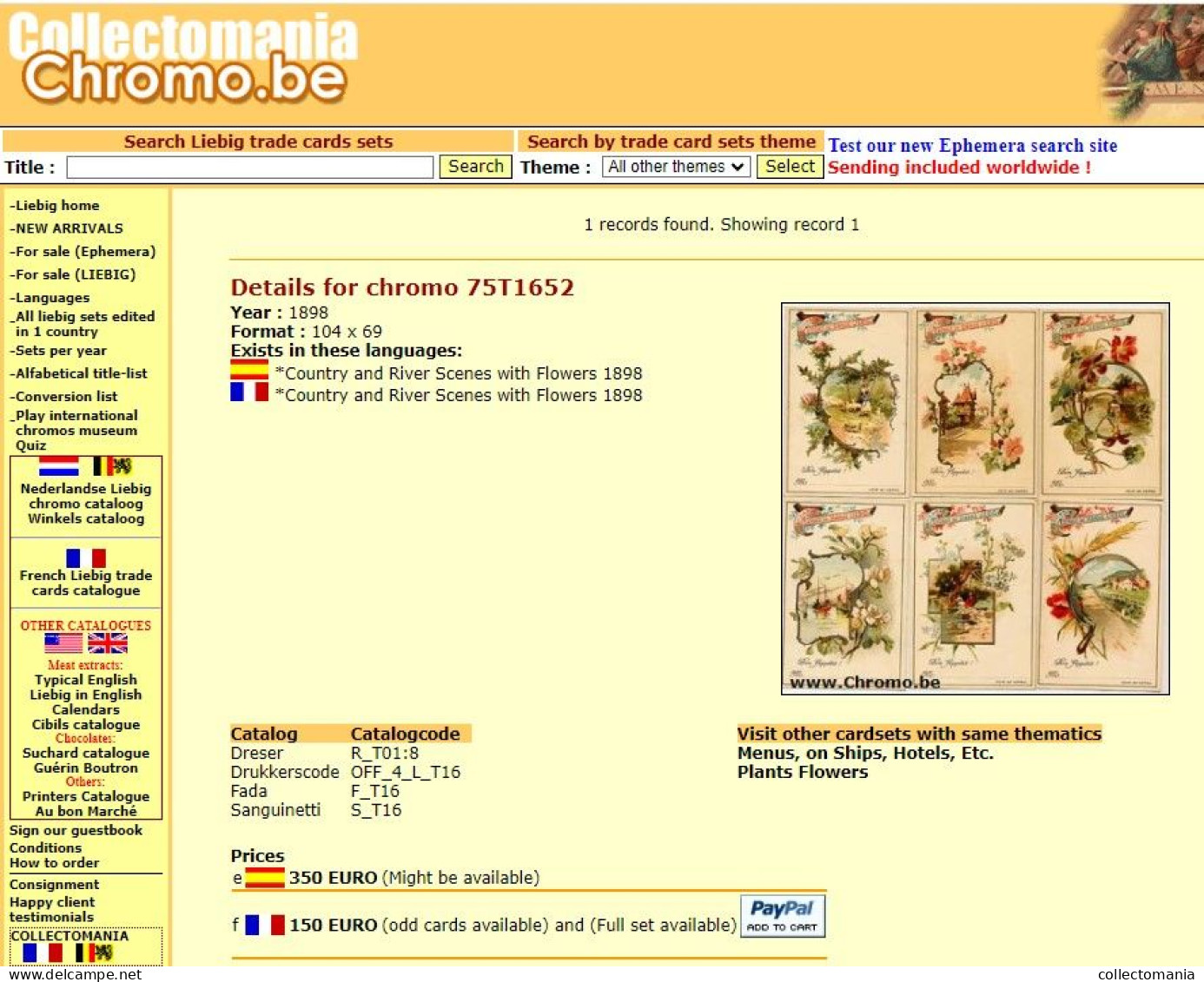 6 Cartes Chromos, 1898, Liebig Compagnie Complete Set  Tischkarten, Cartes De Table Nr 16 - Bonne Appetit - Liebig