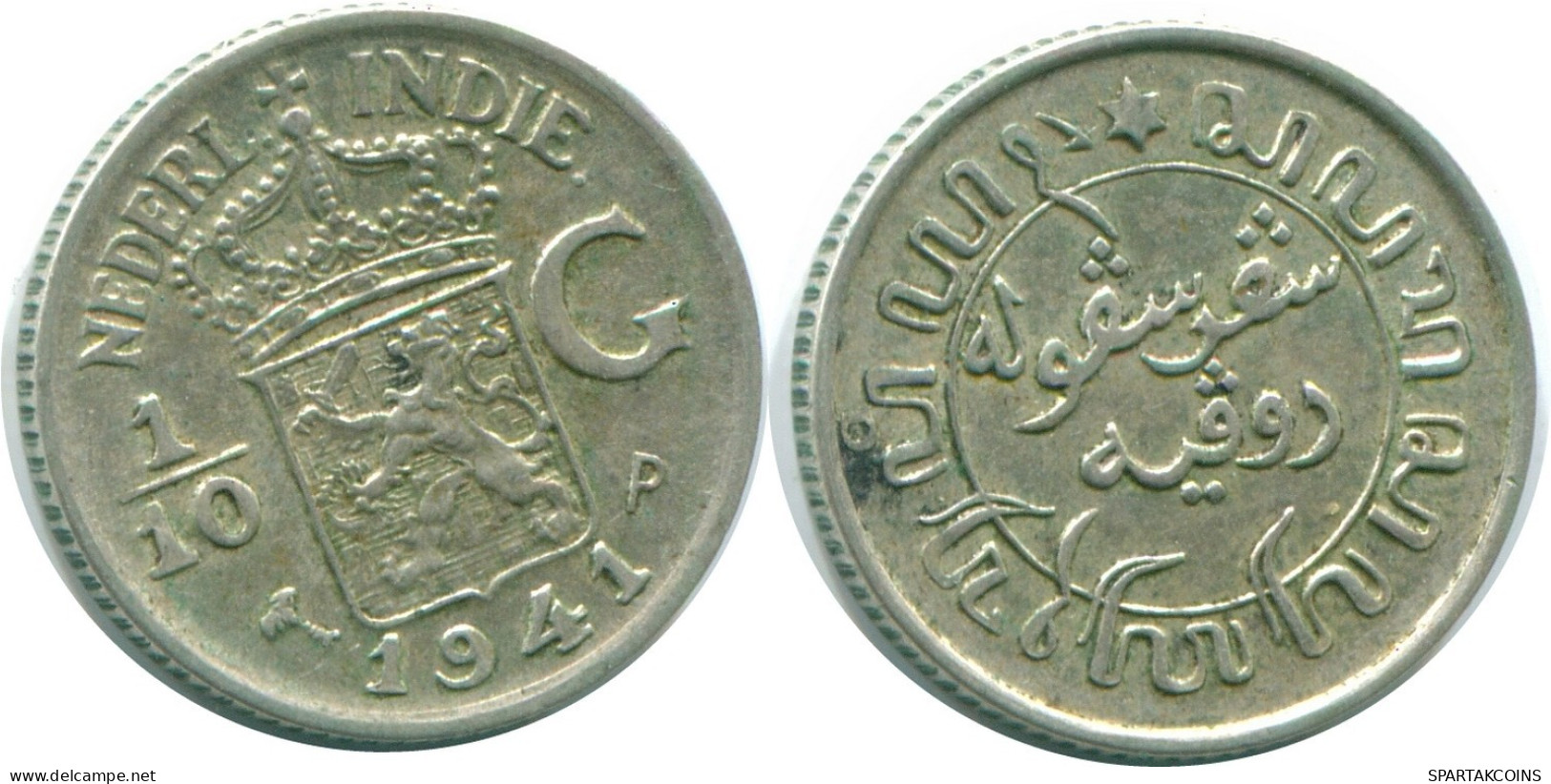 1/10 GULDEN 1941 P NETHERLANDS EAST INDIES SILVER Colonial Coin #NL13811.3.U.A - Niederländisch-Indien