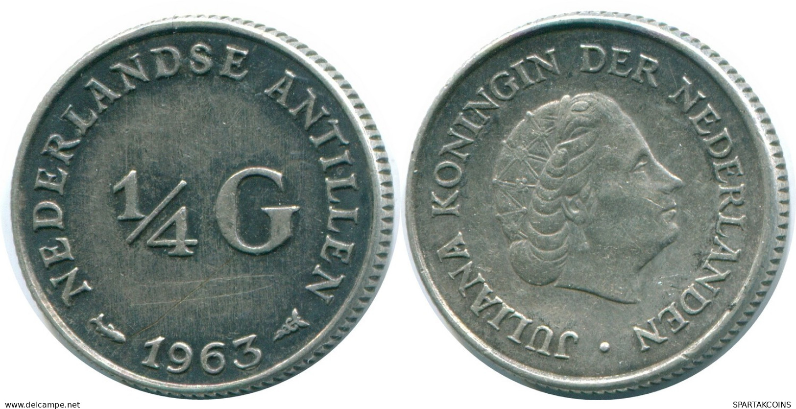 1/4 GULDEN 1963 ANTILLAS NEERLANDESAS PLATA Colonial Moneda #NL11227.4.E.A - Netherlands Antilles