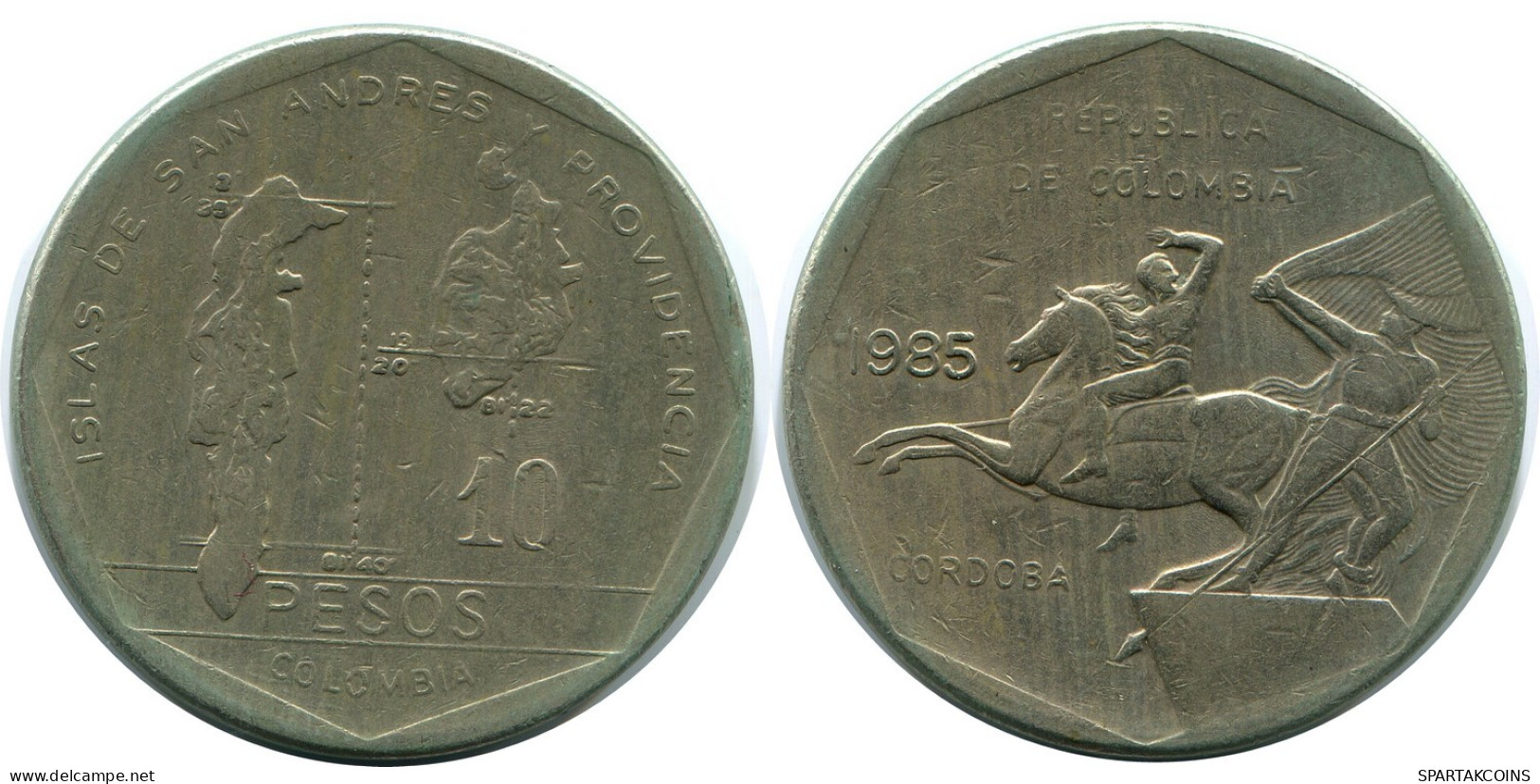 10 PESOS 1985 COLOMBIA Coin #AR919.U.A - Colombia