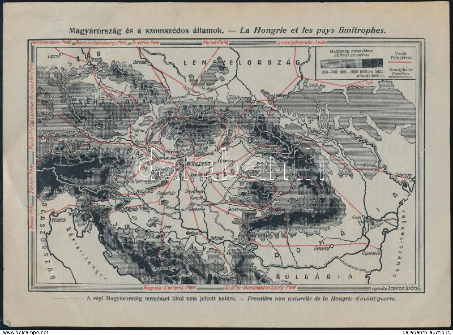 1935 Magyarország és A Szomszédos államok Térképe, Rajzolta: Lantos Iván, In: Magyar Statisztikai Szemle, 25,5x18,5 Cm - Other & Unclassified