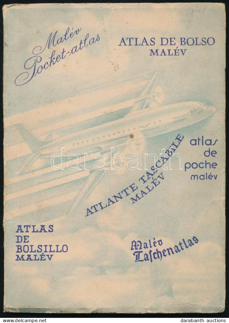 1958 MALÉV Pocket-Atlas (Zsebatlasz). Bp., 1958, Cartographia, 40 P. Többnyelvű. Kiadói Papírkötés, Kissé Viseltes Borít - Autres & Non Classés